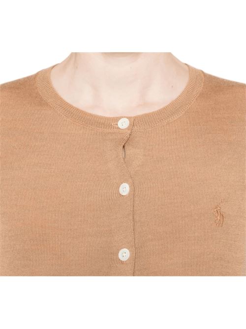 Cardigan da donna in misto lana, girocollo, colore camel POLO RALPH LAUREN | 211977954001
